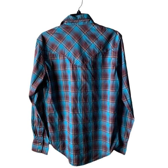 Wrangler Retro Plaid Shirt Mens S Long Sleeve Western Cowboy Rodeo Pearl Snap - Picture 2 of 9